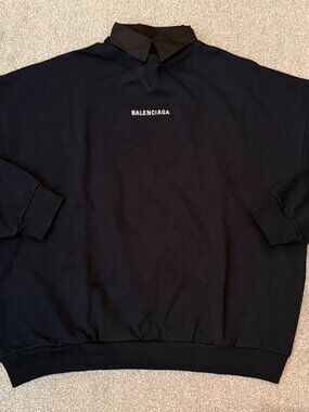Balenciaga Back Shirt Collar Crewneck faded black sz M
